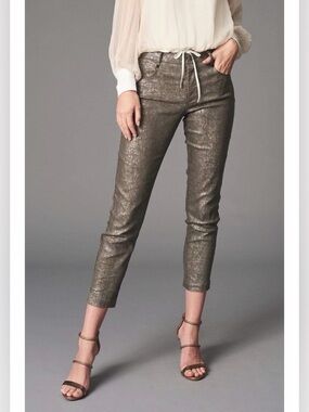 Lola & Sophie Foil Denim Boyfriend Cropped Jean